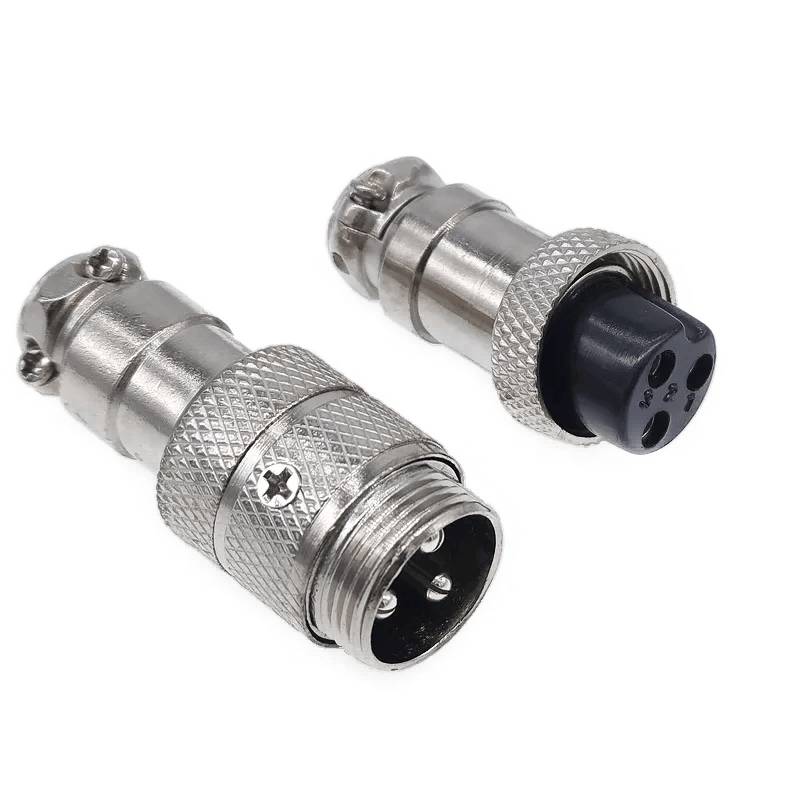 Set Mufă / Conector Aviație GX16 3 Pini, Mamă + Tată, Cupru / Zinc